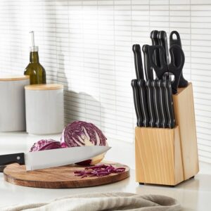 amazon basics 14 piece knife set with block