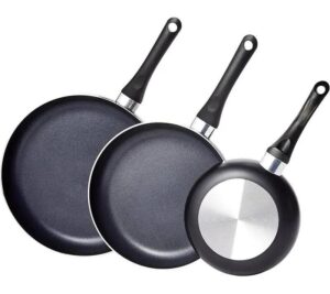 amazon basics non stick kitchen cookware 8 piece set, non induction, includes pots and pans, black