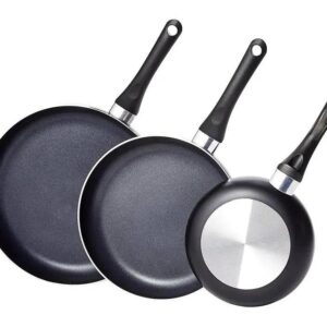 amazon basics non stick kitchen cookware 8 piece set, non induction, includes pots and pans, black