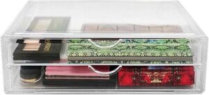 amazon stackable cosmetic organizer 13.5" extra wide 2 drawer (xl) new home | size: xl