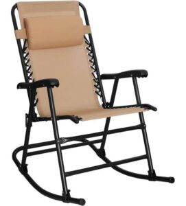 amazon basics outdoor patio folding reclining lounge rocking chair with pillow