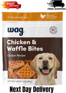 amazon brand wag dog treats, chicken and waffle bites, 12 oz