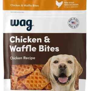 amazon brand wag dog treats, chicken and waffle bites, 12 oz