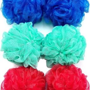 amazon basics bath and shower loofah, multicolor, pack of 6