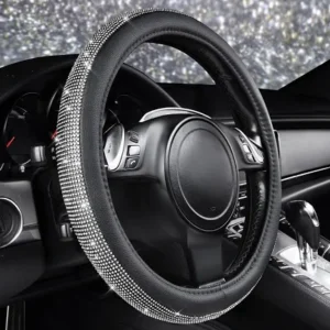 amazon basics diamond crystal leather steering wheel cover set