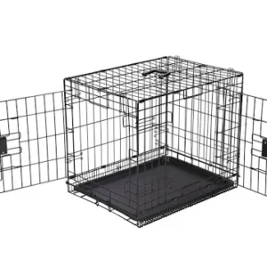 amazon basics durable foldable metal wire dog crate with tray and double door