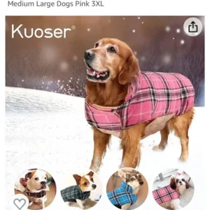 amazon dog warm waterproof doggie coat color pink tan size os makerns1 s closet