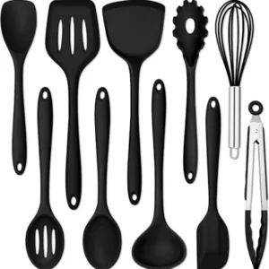 amazon kitchen e far 10 pieces silicone cooking utensils set heat resistant kitchen utensil se color black size os arendlesham05 s closet