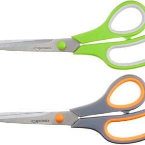 amazonbasics multipurpose comfort grip titanium fused stainless steel office scissors (pack of 3)