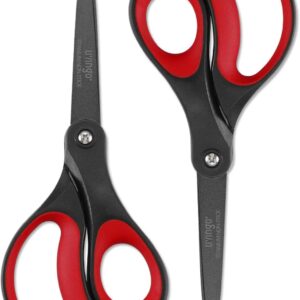 amazonbasics multipurpose comfort grip titanium fused stainless steel office scissors (pack of 3)